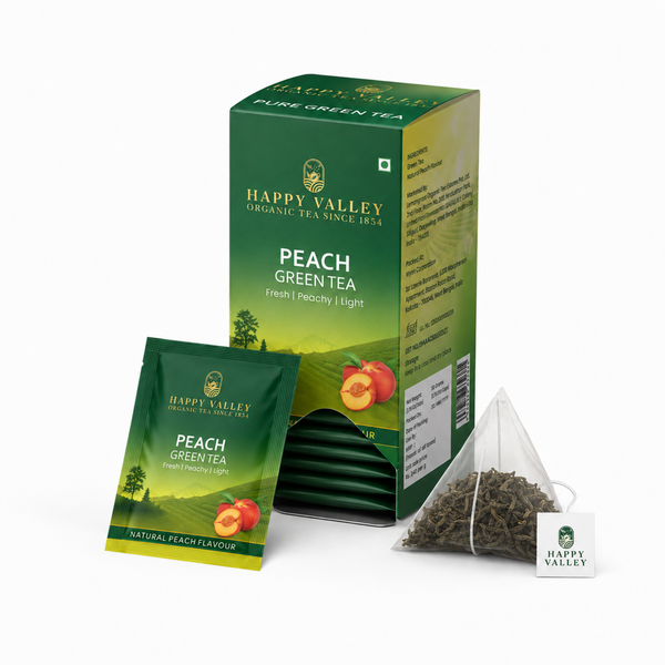 Happy Valley Peach Green Tea product packaging