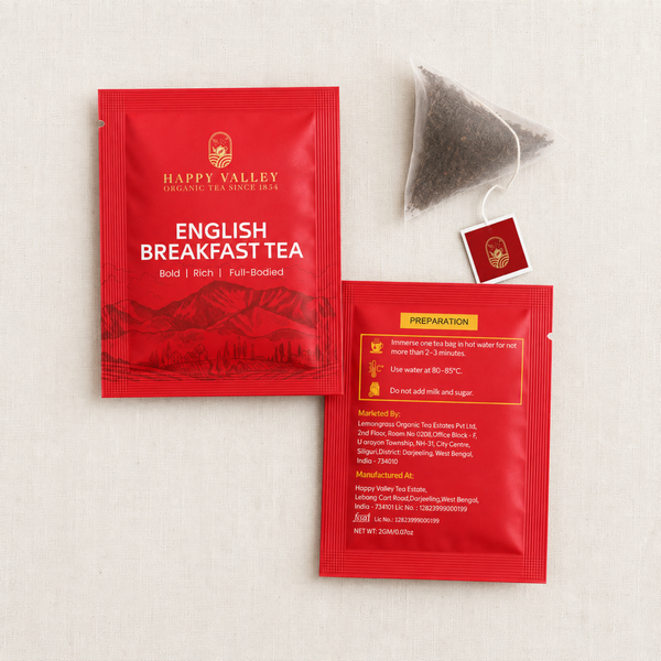 Happy Valley English Breakfast Tea brewing instructions and serving information